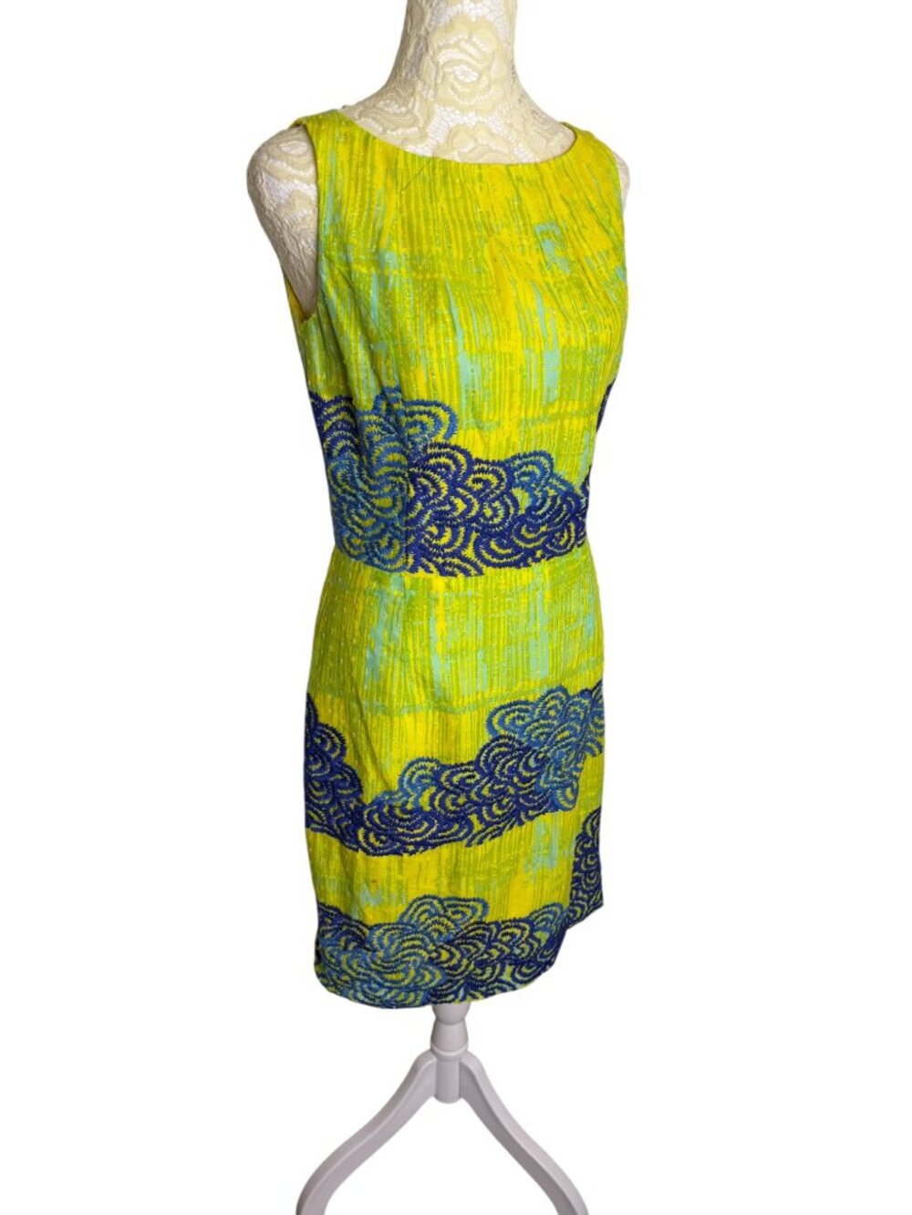 Tabitha Anthropologie Ajna Dress Stitched Sheath Embroidered Blue Green 2 - Picture 4 of 10